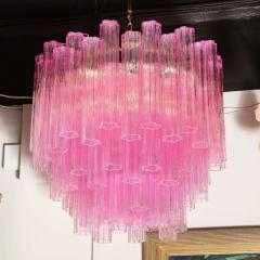 Modernist Handblown Murano Translucent Fuschia Chandelier with Chrome Fittings - 2551395