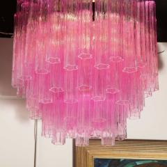 Modernist Handblown Murano Translucent Fuschia Chandelier with Chrome Fittings - 2551401