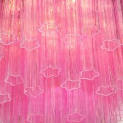 Modernist Handblown Murano Translucent Fuschia Chandelier with Chrome Fittings - 2551402
