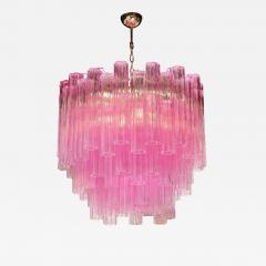 Modernist Handblown Murano Translucent Fuschia Chandelier with Chrome Fittings - 2552572