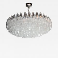 Modernist Handblown Murano Translucent Glass and Chrome Polyhedral Chandelier - 1561403