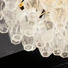 Modernist Handblown Murano Transparent Polyhedral Flush Mount w Brass Fittings - 3276329