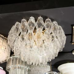 Modernist Handblown Murano Transparent Polyhedral Flush Mount w Brass Fittings - 3276333