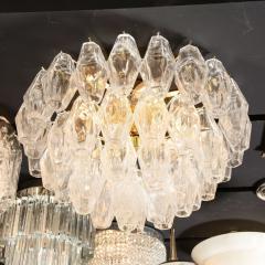 Modernist Handblown Murano Transparent Polyhedral Flush Mount w Brass Fittings - 3276499