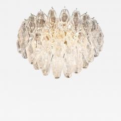Modernist Handblown Murano Transparent Polyhedral Flush Mount w Brass Fittings - 3281378