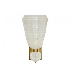 Modernist Handblown Ribbed Murano Sconces w 24 Karat White Gold Flecks - 3108867