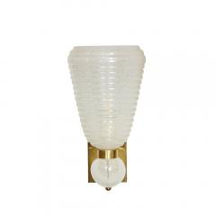 Modernist Handblown Ribbed Murano Sconces w 24 Karat White Gold Flecks - 4438935