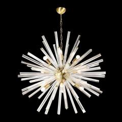 Modernist Handblown Translucent Murano Camer Glass Brushed Brass Sputnik - 2659583