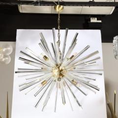 Modernist Handblown Translucent Murano Camer Glass Brushed Brass Sputnik - 2659598