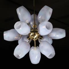 Modernist Helios Chandelier in Hand Blown Murano Smoked Lavender Glass Brass - 3819269