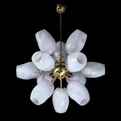 Modernist Helios Chandelier in Hand Blown Murano Smoked Lavender Glass Brass - 3819272