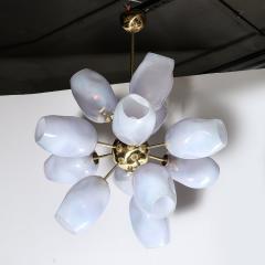 Modernist Helios Chandelier in Hand Blown Murano Smoked Lavender Glass Brass - 3819290