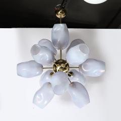 Modernist Helios Chandelier in Hand Blown Murano Smoked Lavender Glass Brass - 3819292