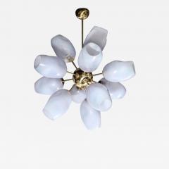 Modernist Helios Chandelier in Hand Blown Murano Smoked Lavender Glass Brass - 3823888