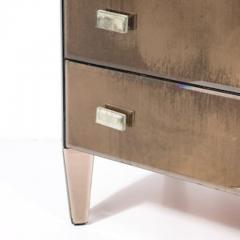Modernist Hollywood Regency Style Smoked Bronze Mirrored Chest of Drawers - 4489724