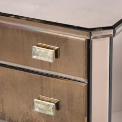 Modernist Hollywood Regency Style Smoked Bronze Mirrored Chest of Drawers - 4489729