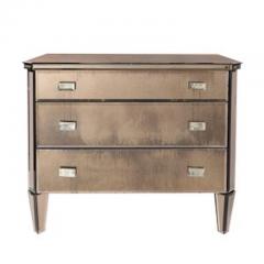 Modernist Hollywood Regency Style Smoked Bronze Mirrored Chest of Drawers - 4489753