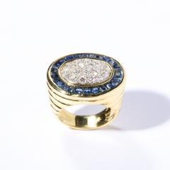 Modernist Invisibly Set Sapphire Diamond and Gold Ring - 2909621