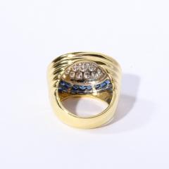 Modernist Invisibly Set Sapphire Diamond and Gold Ring - 2909664