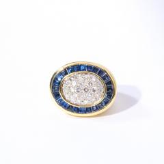 Modernist Invisibly Set Sapphire Diamond and Gold Ring - 2909687