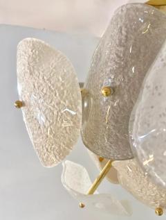 Modernist Italian Gray White Light Beige Murano Glass Leaf Sputnik Flush Mount - 4236757