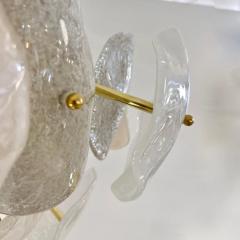 Modernist Italian Gray White Light Beige Murano Glass Leaf Sputnik Flush Mount - 4236758