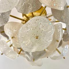 Modernist Italian Gray White Light Beige Murano Glass Leaf Sputnik Flush Mount - 4236760
