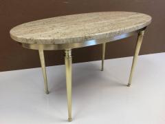 Modernist Italian Travertine and Brass Coffee Table - 618528