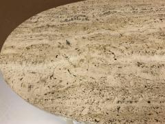 Modernist Italian Travertine and Brass Coffee Table - 618540