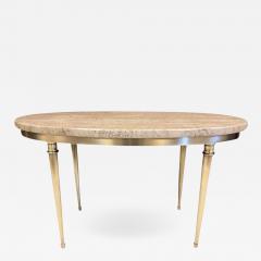 Modernist Italian Travertine and Brass Coffee Table - 620147