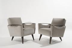 Modernist Lounge Chairs in Grey Velvet Italy 1950s - 2539717