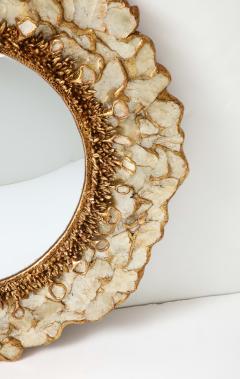 Modernist Mirror made of Mica and Gilded Resin  - 3150885