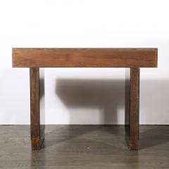 Modernist Mirrored Polished Steel Console Table w Brutalist Tile Motif - 4514360