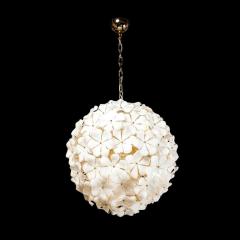 Modernist Murano Glass Floral Sputnik Chandelier in White Glass Brass Fittings - 3276012