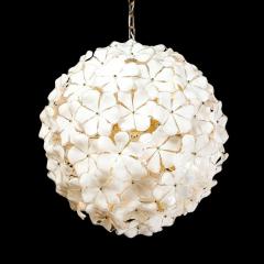Modernist Murano Glass Floral Sputnik Chandelier in White Glass Brass Fittings - 3276019