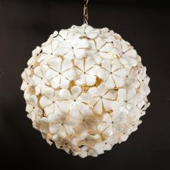 Modernist Murano Glass Floral Sputnik Chandelier in White Glass Brass Fittings - 3276024