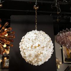 Modernist Murano Glass Floral Sputnik Chandelier in White Glass Brass Fittings - 3276101