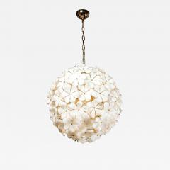 Modernist Murano Glass Floral Sputnik Chandelier in White Glass Brass Fittings - 3281342