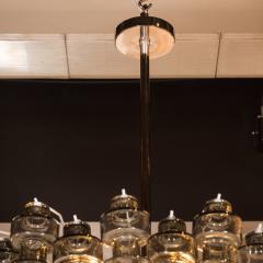 Modernist Murano Glass Smoked Silver Barbell Chandelier with Brass Fittings - 1560903