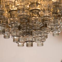 Modernist Murano Glass Smoked Silver Barbell Chandelier with Brass Fittings - 1560920