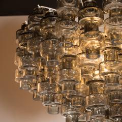 Modernist Murano Glass Smoked Silver Barbell Chandelier with Brass Fittings - 1560930