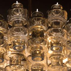 Modernist Murano Glass Smoked Silver Barbell Chandelier with Brass Fittings - 1560986