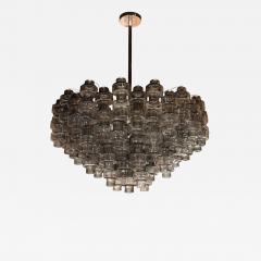 Modernist Murano Glass Smoked Silver Barbell Chandelier with Brass Fittings - 1563275