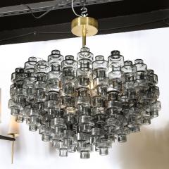 Modernist Murano Smoked Grey Glass Barbell Chandelier with Brass Fittings - 2704560