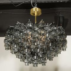 Modernist Murano Smoked Grey Glass Barbell Chandelier with Brass Fittings - 2704604