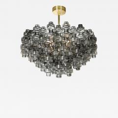 Modernist Murano Smoked Grey Glass Barbell Chandelier with Brass Fittings - 2709556
