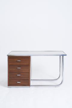 Modernist Nickel and Mahogany Desk - 4007450