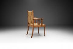 Modernist Oak and Rush Side Chair Europe 1950s - 2991325