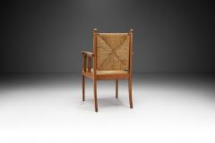 Modernist Oak and Rush Side Chair Europe 1950s - 2991327
