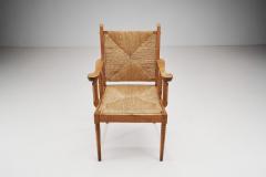 Modernist Oak and Rush Side Chair Europe 1950s - 2991329